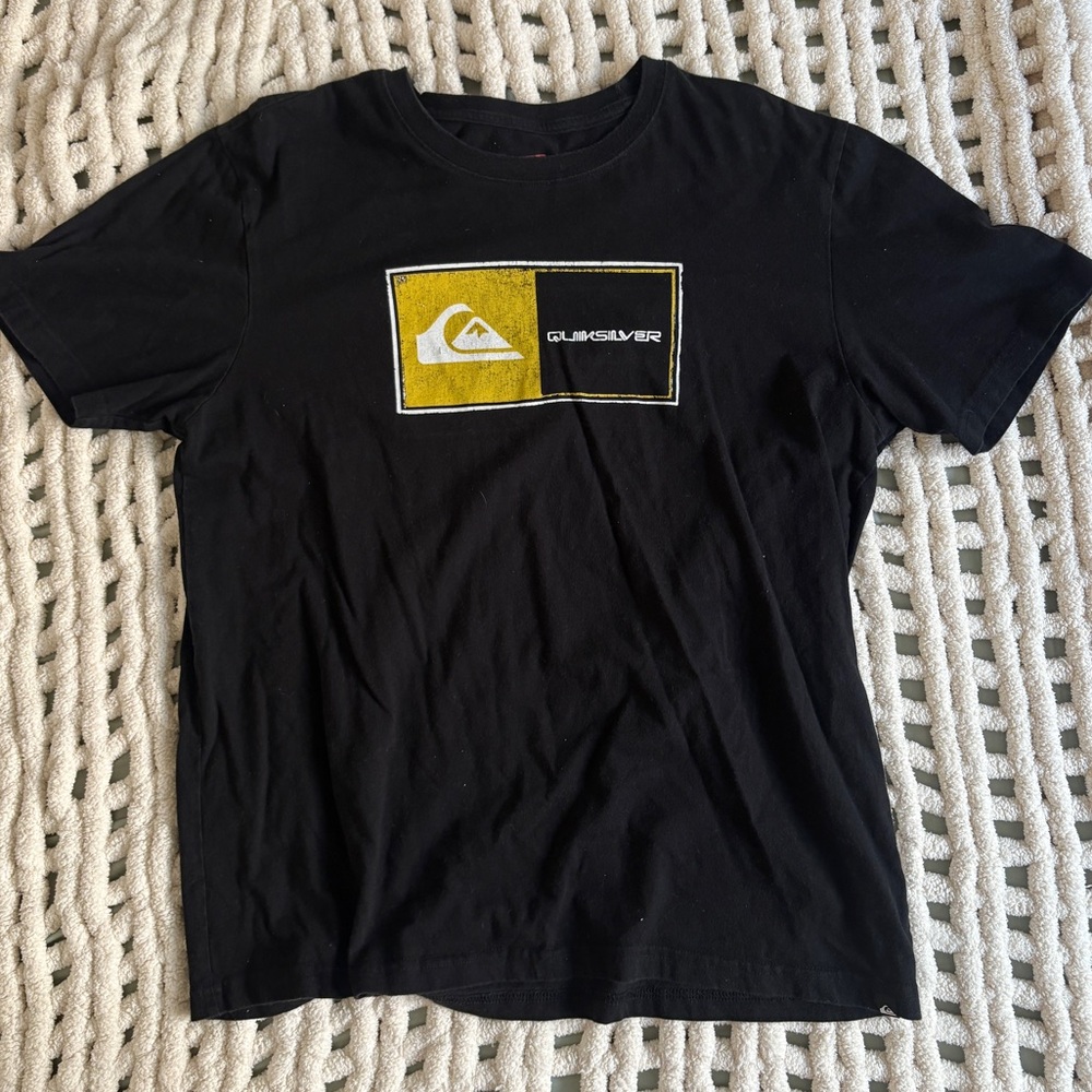 Quiksilver Black Tee with Yellow Logo